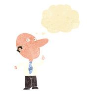 cartoon bald man asking question with thought bubble N2