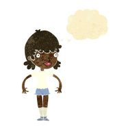 cartoon happy woman with thought bubble N31