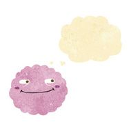 cartoon happy cloud with thought bubble