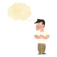 cartoon muscular man with thought bubble N2