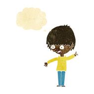 cartoon boy with question thought bubble N3