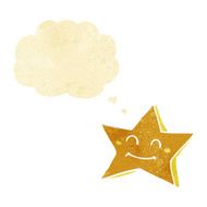 cartoon happy star character with thought bubble N4