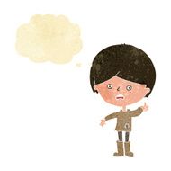 cartoon unhappy boy with thought bubble N7