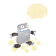 cartoon running robot with thought bubble
