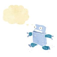 cartoon running robot with thought bubble N2