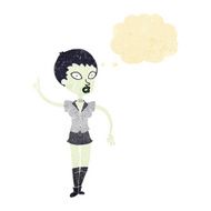 cartoon halloween girl with thought bubble N4