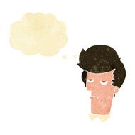 cartoon bored man with thought bubble N5