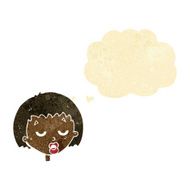 cartoon bored woman with thought bubble N5