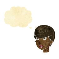 cartoon pretty female face with thought bubble N15
