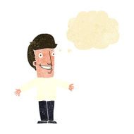 cartoon grining man with open arms thought bubble N2