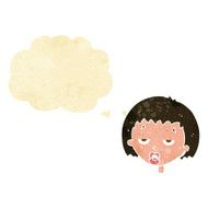 cartoon bored woman with thought bubble N6