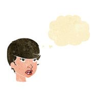 cartoon pretty female face with thought bubble N16