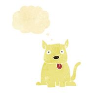 cartoon dog sticking out tongue with thought bubble N2