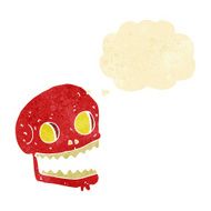 cartoon spooky skull with thought bubble N21