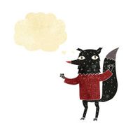 cartoon wolf with thought bubble N4