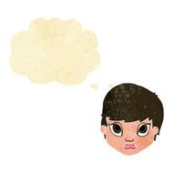 cartoon sulking woman with thought bubble N2