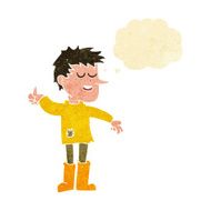 cartoon poor boy with positive attitude thought bubble N2
