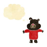 cartoon unhappy black bear with thought bubble N2