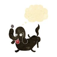cartoon dog sticking out tongue with thought bubble N3
