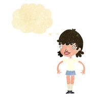 cartoon happy woman with thought bubble N32