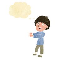 cartoon happy man showing with thought bubble N2