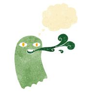 funny cartoon ghost with thought bubble