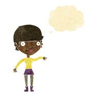 cartoon happy woman with thought bubble N33