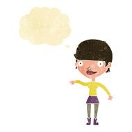 cartoon happy woman with thought bubble N34