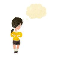 cartoon shy woman with thought bubble N7