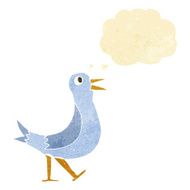 cartoon walking bird with thought bubble N3