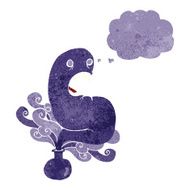 cartoon halloween ghost in bottle with thought bubble