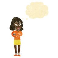 cartoon woman with crossed arms thought bubble N3