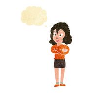 cartoon woman with crossed arms thought bubble N4