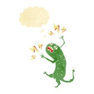 cartoon little monster with thought bubble N2