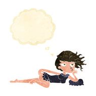 cartoon woman in sexy pose with thought bubble N3