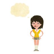 cartoon woman with hands on hips thought bubble N38