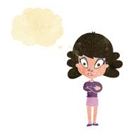 cartoon happy woman with folded arms thought bubble N4