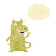 cartoon happy dog with thought bubble N16