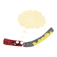 cartoon butter knife with thought bubble