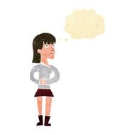 cartoon woman waiting with thought bubble N3