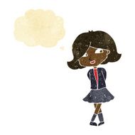 cartoon happy girl with thought bubble N9