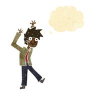 cartoon excited boy with thought bubble N25