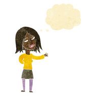 cartoon unhappy woman with thought bubble