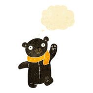 cute cartoon black teddy bear with thought bubble