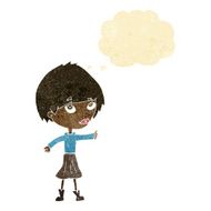 cartoon woman giving thumbs up symbol with thought bubble N6