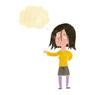 cartoon unhappy woman with thought bubble N2