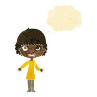 cartoon happy woman with thought bubble N35