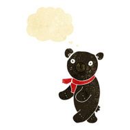cute cartoon black teddy bear with thought bubble N2