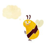 funny cartoon bee with thought bubble N4