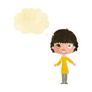 cartoon happy woman with thought bubble N36